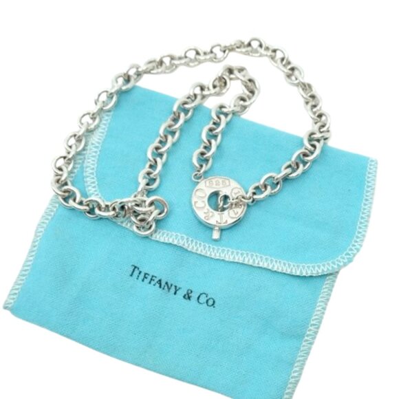 TIFFANY & CO~1837 T&C 925~STERLING SILVER HEAVY CHAIN LINK NECKLACE TOGGLE CLASP - Picture 1 of 10